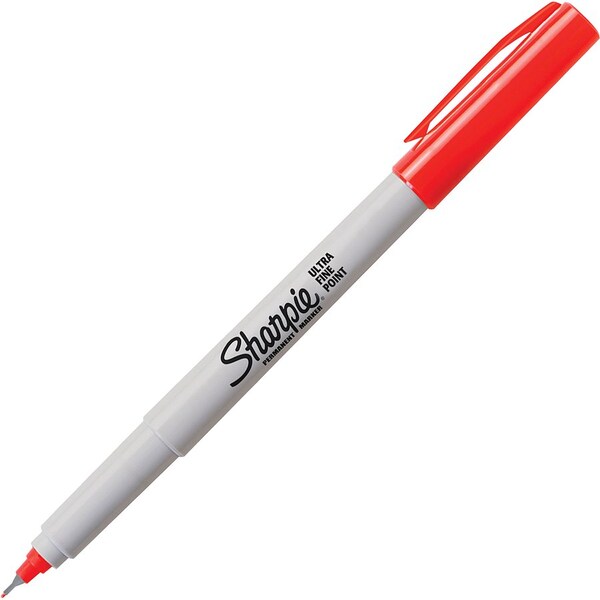 Permanent Markers, , Ultra-Fine, 12/BX, Red PK